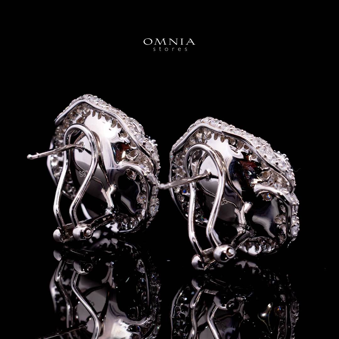 Omnia Eiza Rose Clip Earrings With High Quality Simulated Diamonds In 925 Silver - OMNIASTORES KSA