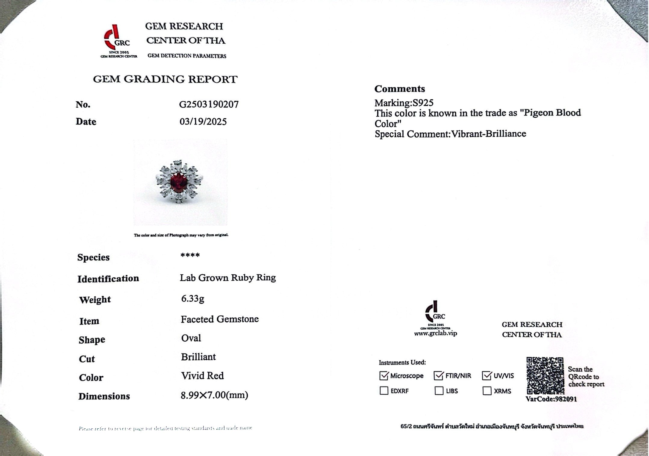 Omnia Jamila Ring in 925 Silver With High Quality GRC Certified Red Ruby Lab Grown Stones