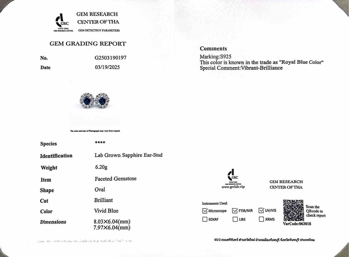 Omnia Elowen Blue Earrings 925 Silver Certified in High Quality Lab Grown Sapphire Stone - OMNIASTORES UAE