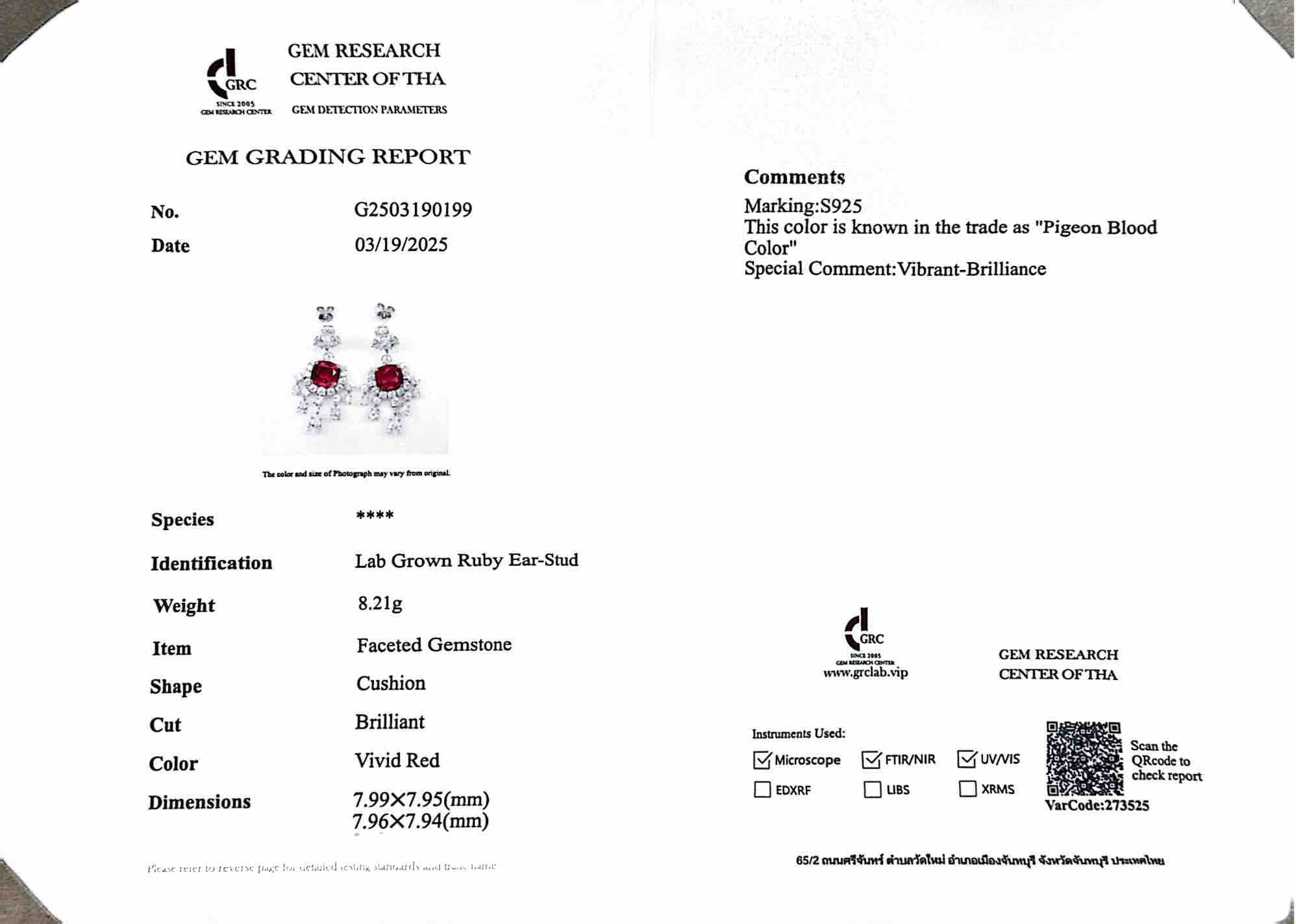 Omnia Madiha Drop Earrings in 925 Silver With High Quality GRC Certified Red Ruby Lab Grown Stones