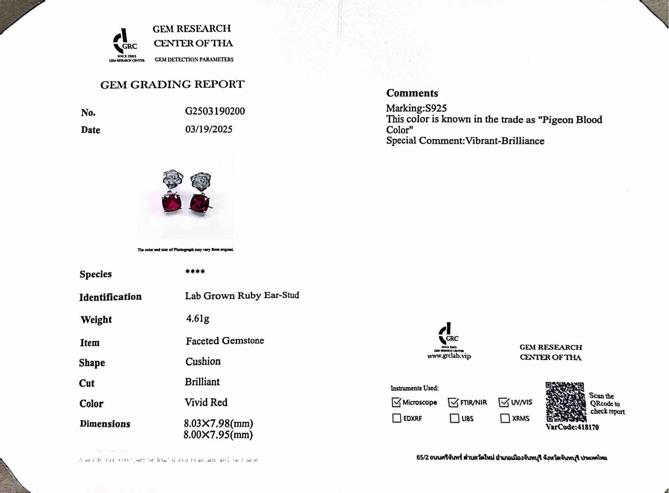 Omnia Khansa Earrings 925 Silver With High Quality GRC Certified Blue Ruby Red Grown Stones