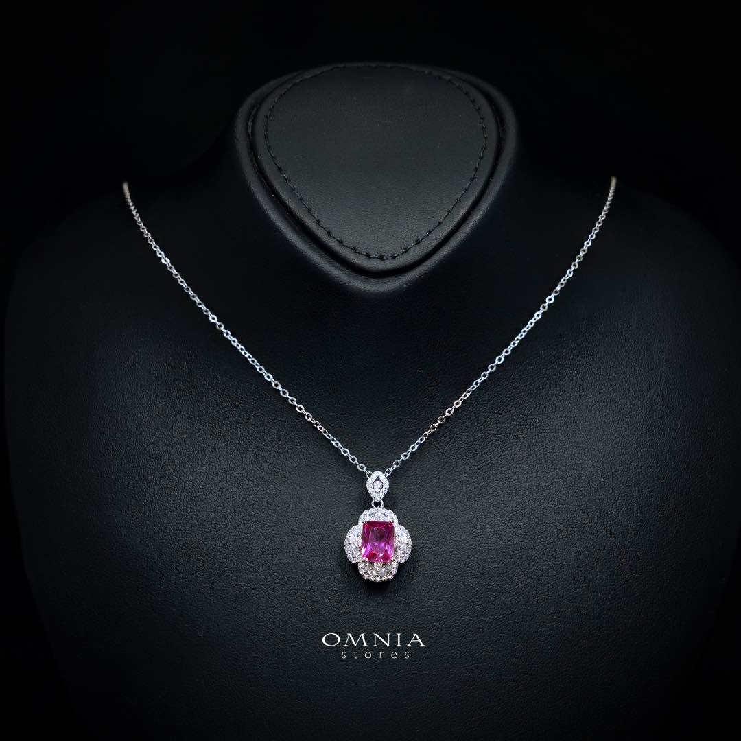 Omnia Raeya Purple Silver Pendant Necklace in 925 Silver with High Quality Simulated Diamonds - OMNIASTORES KSA