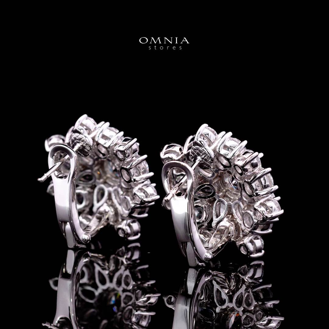 Melika White Floral Design Clip Earrings In 925 Silver High Quality Certified Lab Crafted Stones - OMNIASTORES KSA