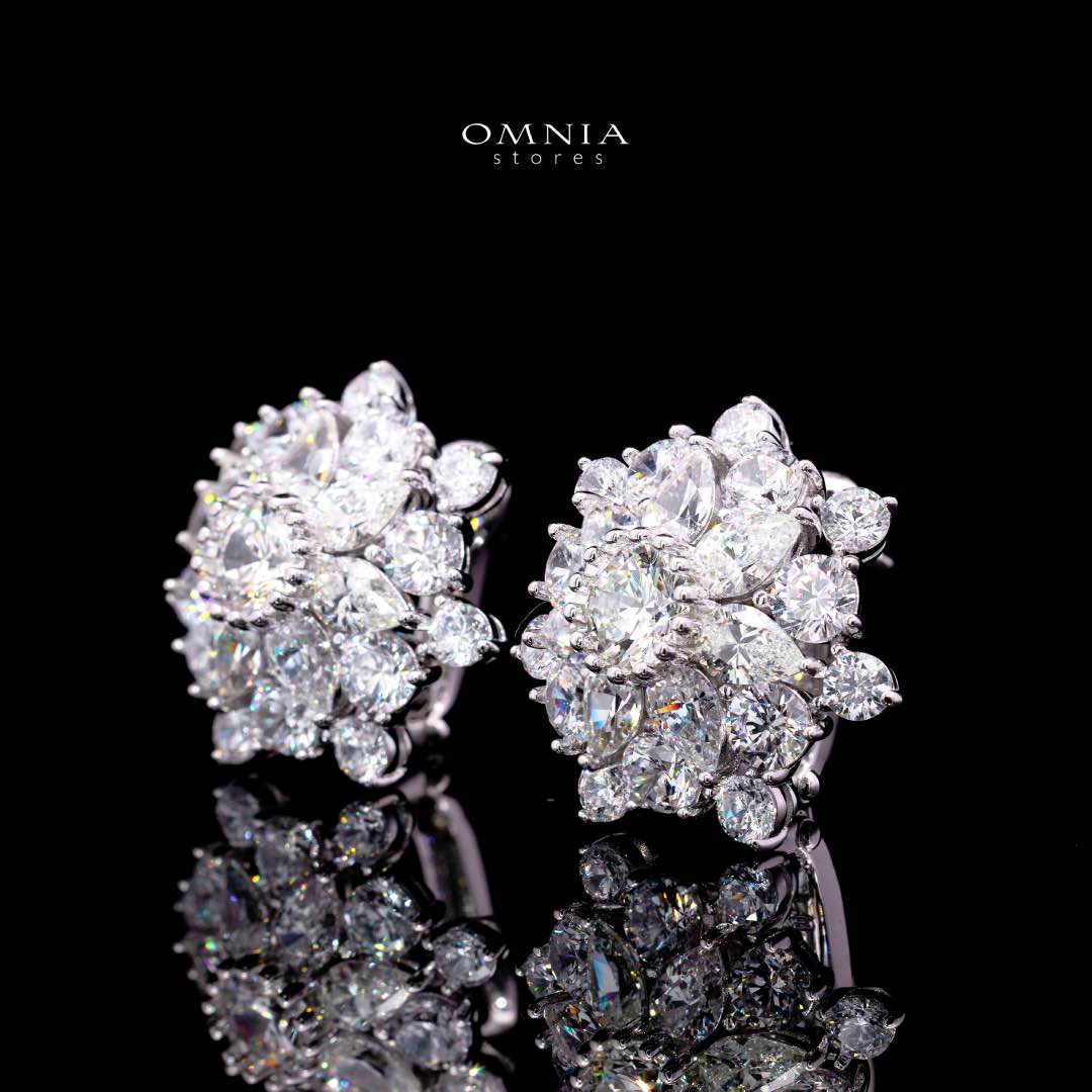 Melika White Floral Design Clip Earrings In 925 Silver High Quality Certified Lab Crafted Stones - OMNIASTORES KSA
