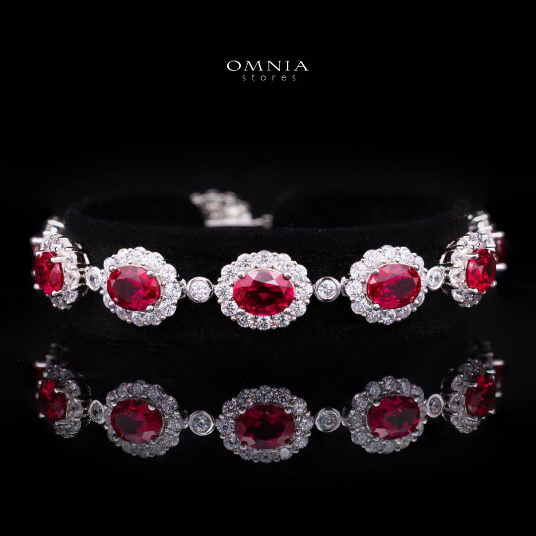 Omnia Mahasin Red Bracelet Wtih GRC Certified in High Quality Lab-Grown Ruby Stone In 925 Silver - OMNIASTORES KSA