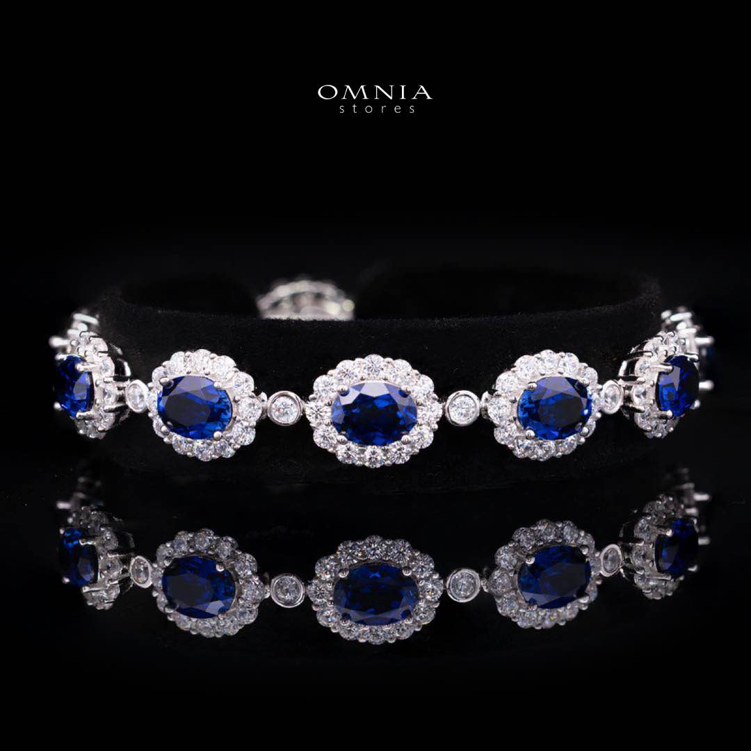 Mahasin Lab-Grown Sapphire Blue Stones With GRC Certified Bracelet in 925 Silver - OMNIASTORES UAE