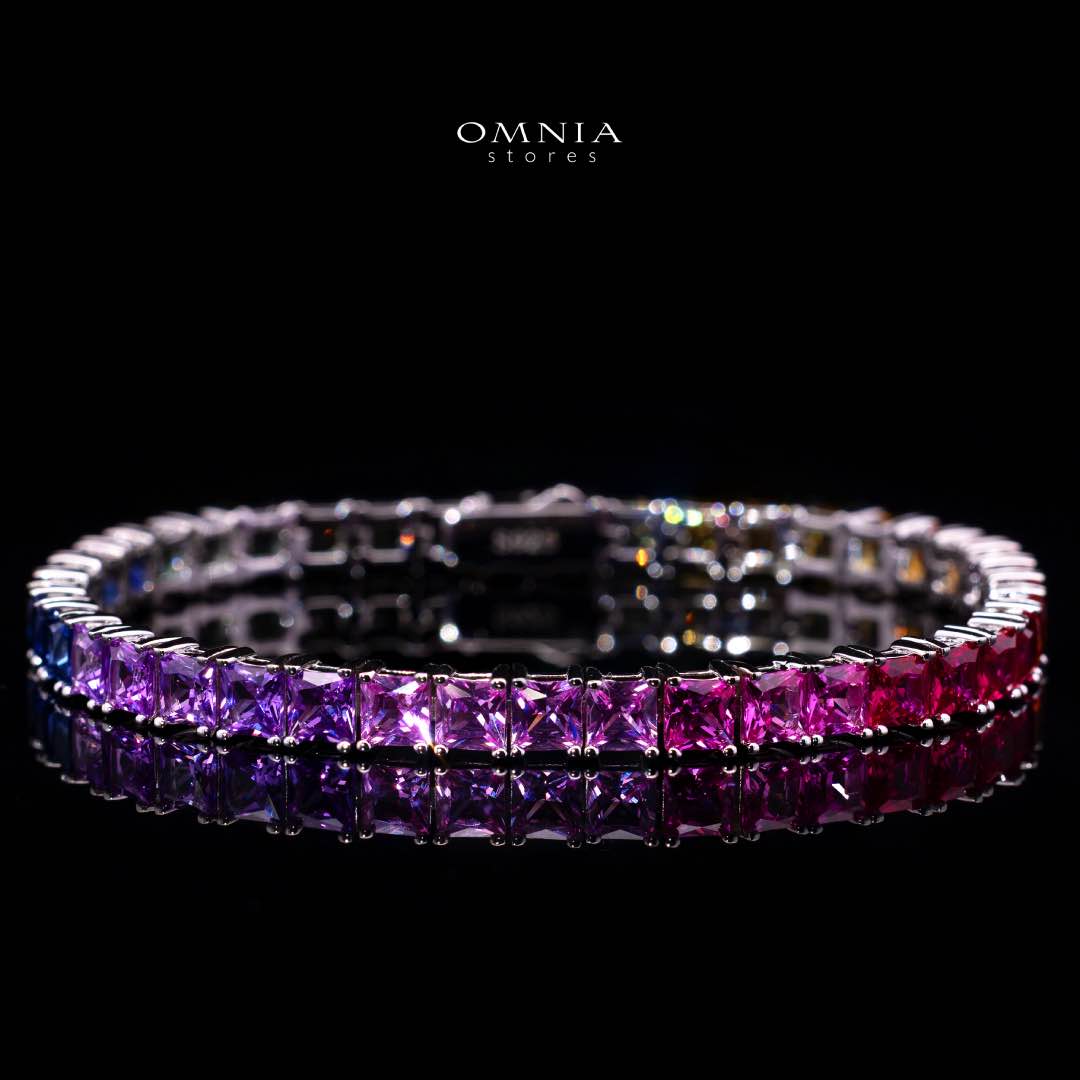 Zaha Lab Grown Sapphire Stone With GRC Certified Tennis Bracelet in 925 Silver Stones SQ 4x4mm - OMNIASTORES KSA