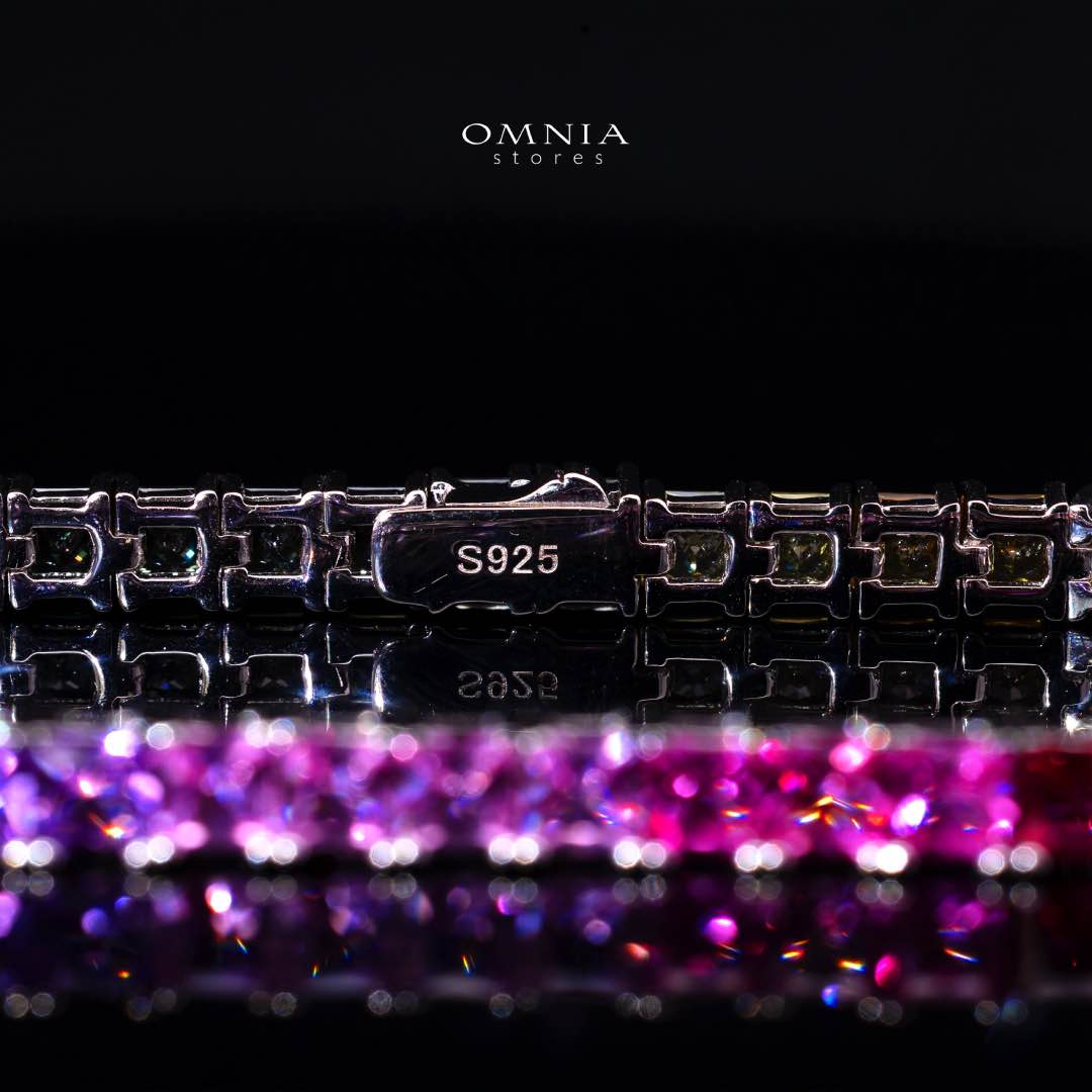 Zaha Lab Grown Sapphire Stone With GRC Certified Tennis Bracelet in 925 Silver Stones SQ 4x4mm - OMNIASTORES KSA