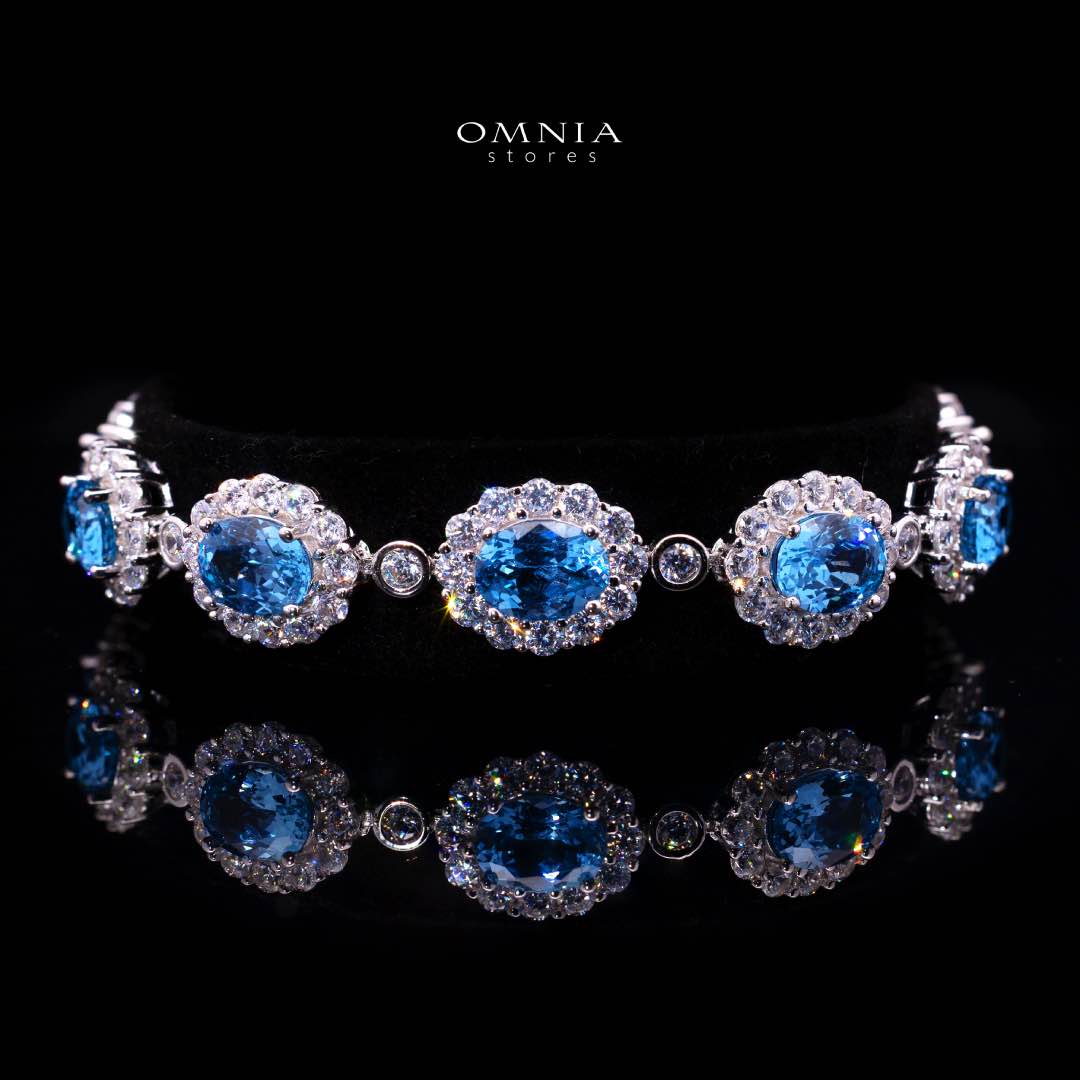 Mahasin Lab Grown Synthetic Spinel Sky Blue Stones With GRC Certified Bracelet in 925 - OMNIASTORES KSA