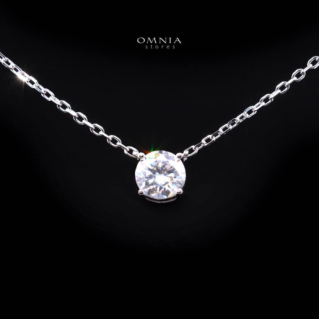 Omnia Emira Silver Pendant Necklace in 925 Silver With High Quality GRA Certified White Moissanite Stones - OMNIASTORES KSA