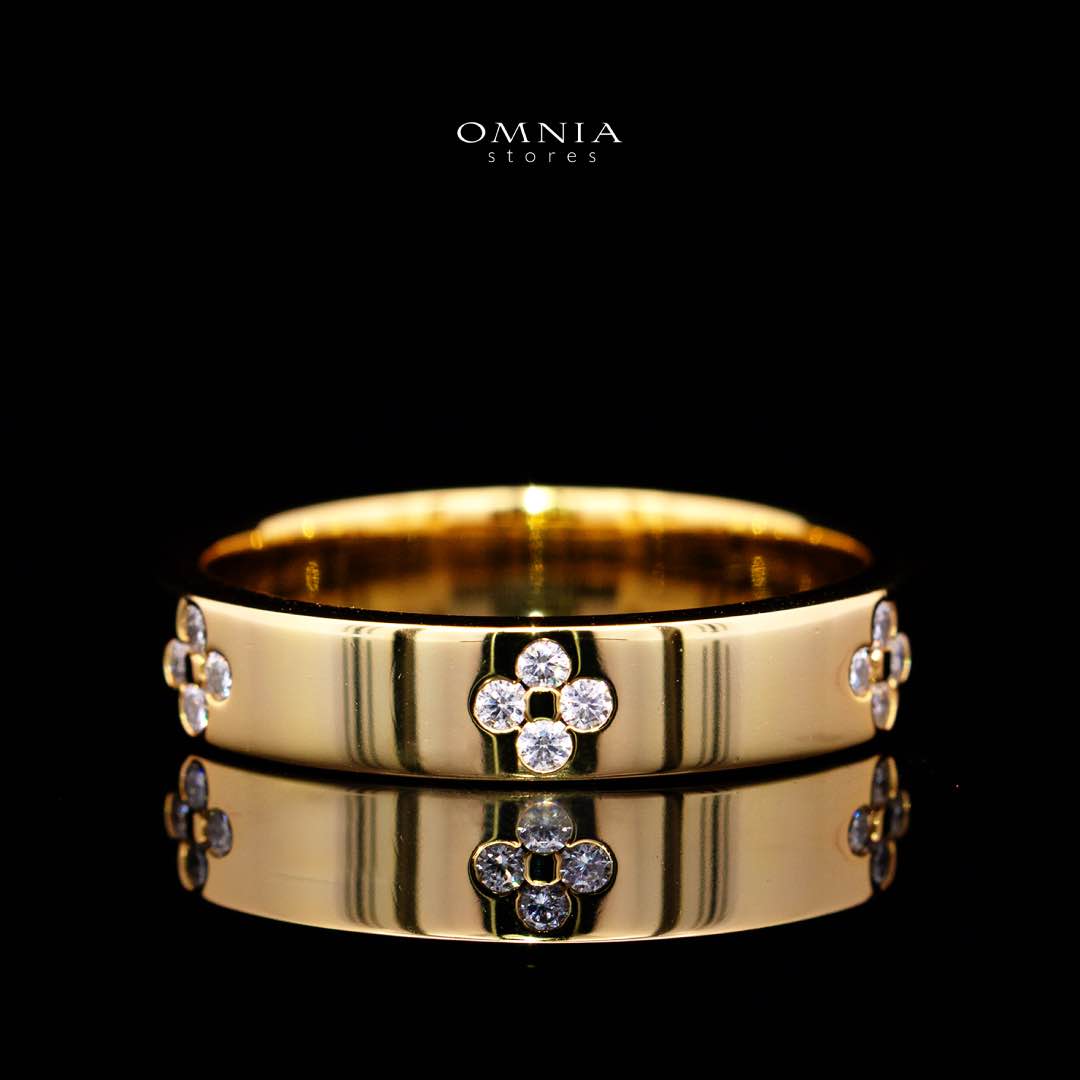 Omnia Hasna White Golden Ring 92.5 Silver Certified in High Quality Moissanite Stone - OMNIASTORES KSA