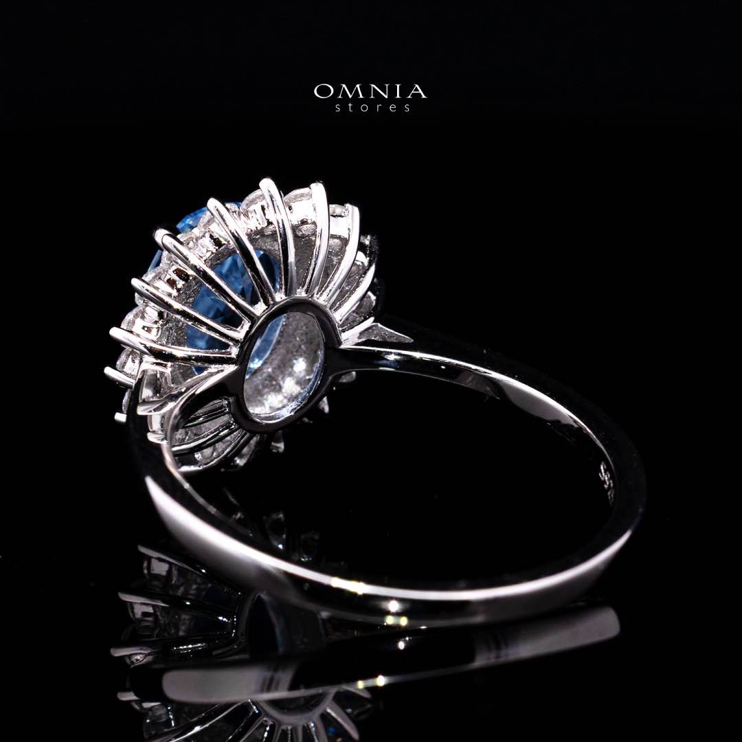 Mena Lab Grown Synthetic Spinel Sky Blue Stones With GRC Certified Ring in 925 Silver