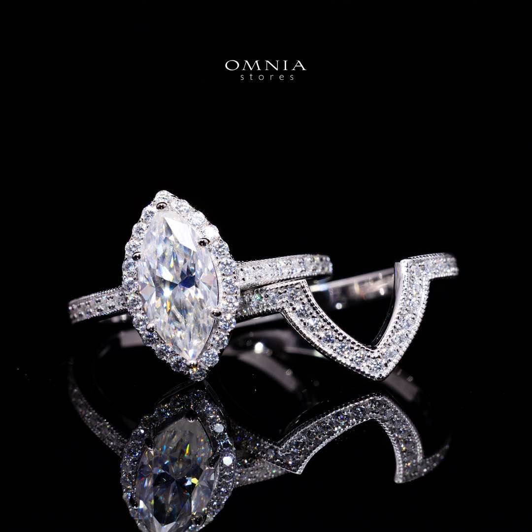 Azmira Royal Design Marquise Moissanite Ring – Certified 925 Sterling Silver GRA Certified - OMNIASTORES KSA