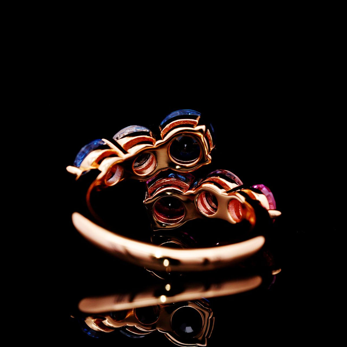 Gillian Pink and Blue Ring with Certificate | High-Quality Simulated Diamonds in 925 Sterling Silver, Rose Gold-Plated back