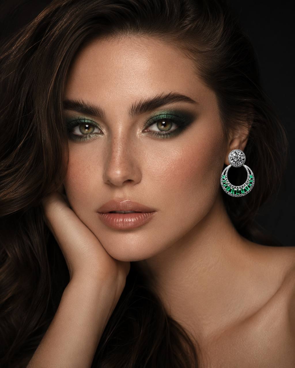 Omnia Hilf Green Silver Drop Earrings in 925 Silver High Quality White Simulated Diamond Stones - OMNIASTORES KSA