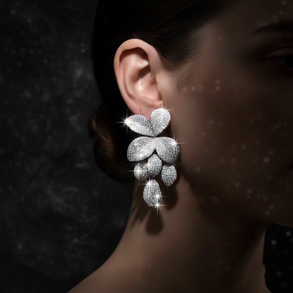 Omnia Dayana Earrings in 92.5 Silver In High Quality Simulated diamonds - OMNIASTORES KSA