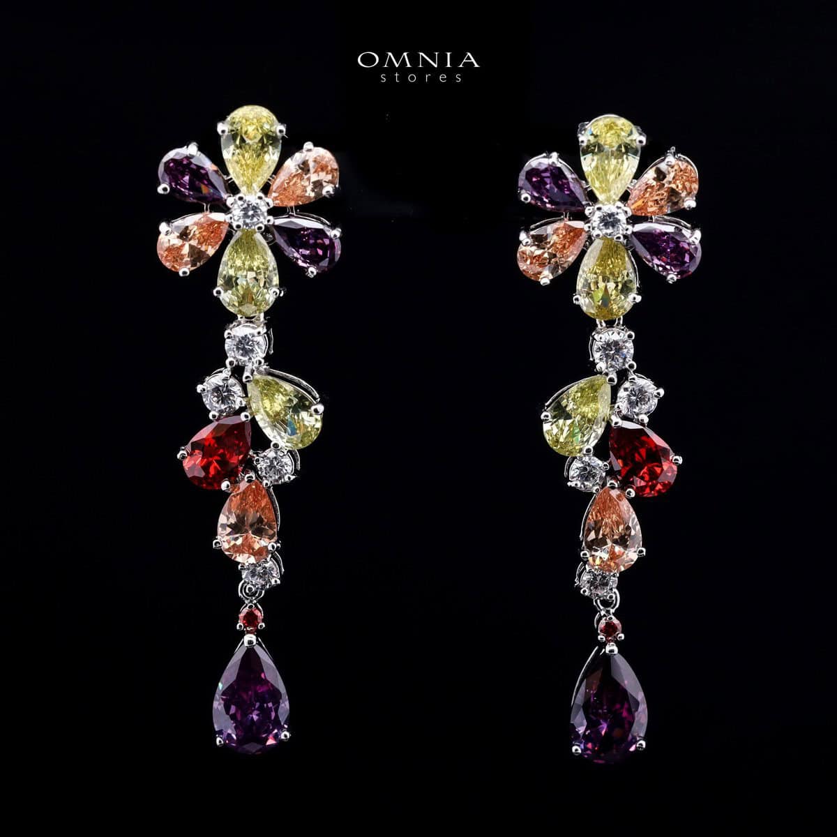 Omnia Aziza Bridal Full Set in High Quality Simulated Diamonds Premium Rhodium Plated - OMNIASTORES UAE