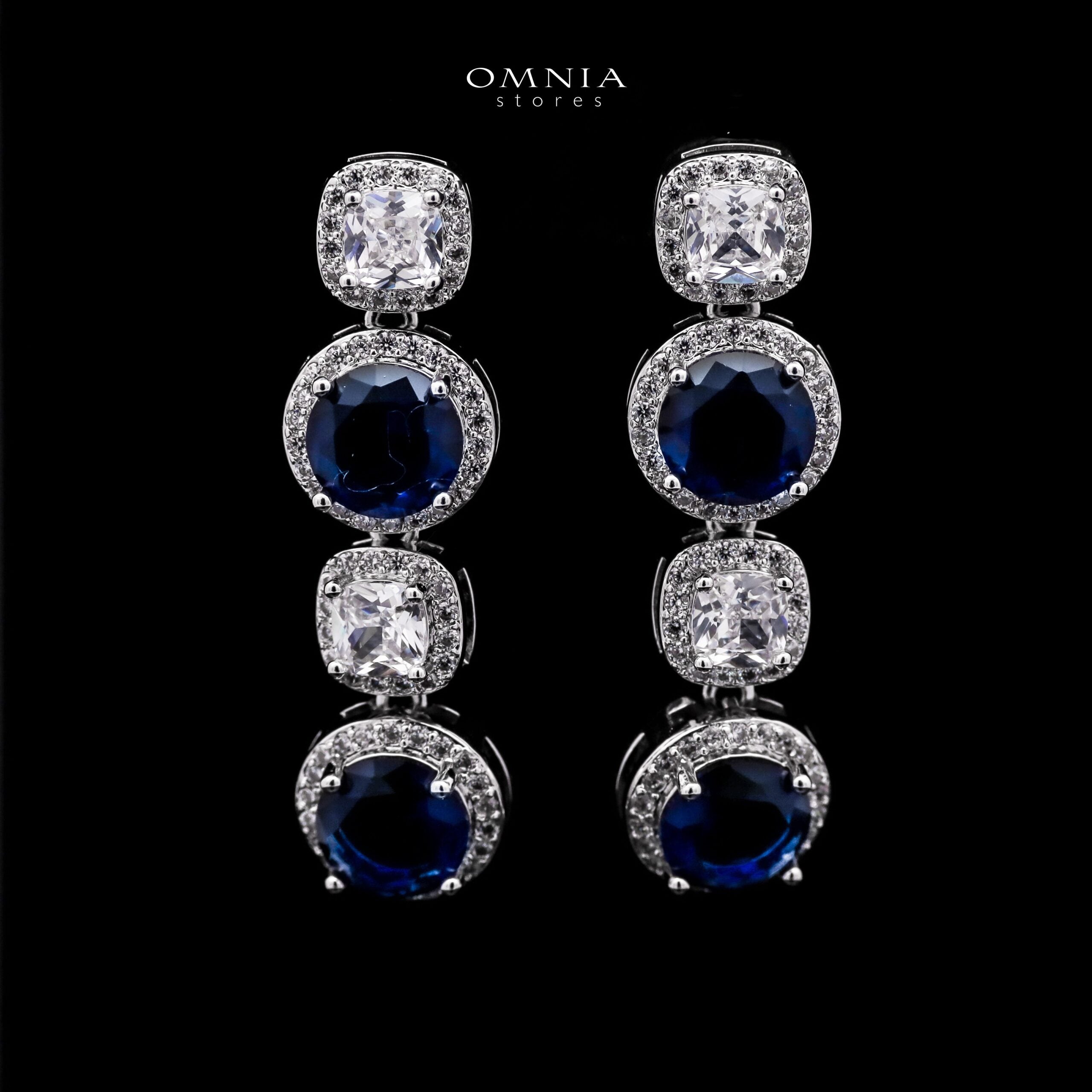 Omnia Lilian Blue Bridal Full Set in High Quality Simulated Diamonds Rhodium Plated - OMNIASTORES KSA