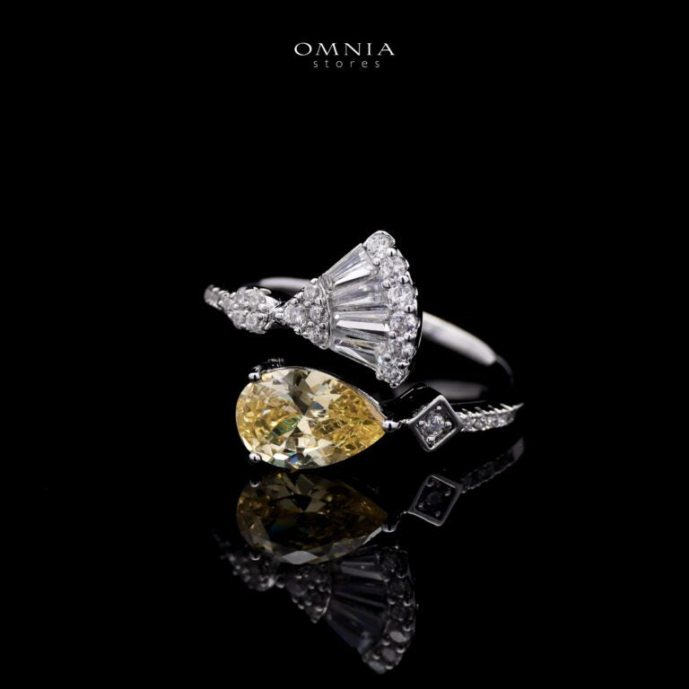 Omnia Marwa Yellow Bridal Full Set in High Quality Zircon Stone Rhodium Plated - OMNIASTORES KSA