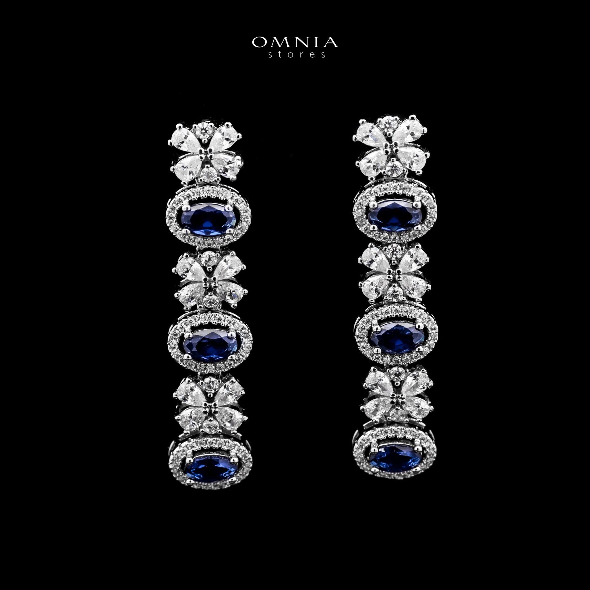 Omnia Mira Blue Bridal Full Set in High Quality Zircon Stone Rhodium Plated - OMNIASTORES KSA