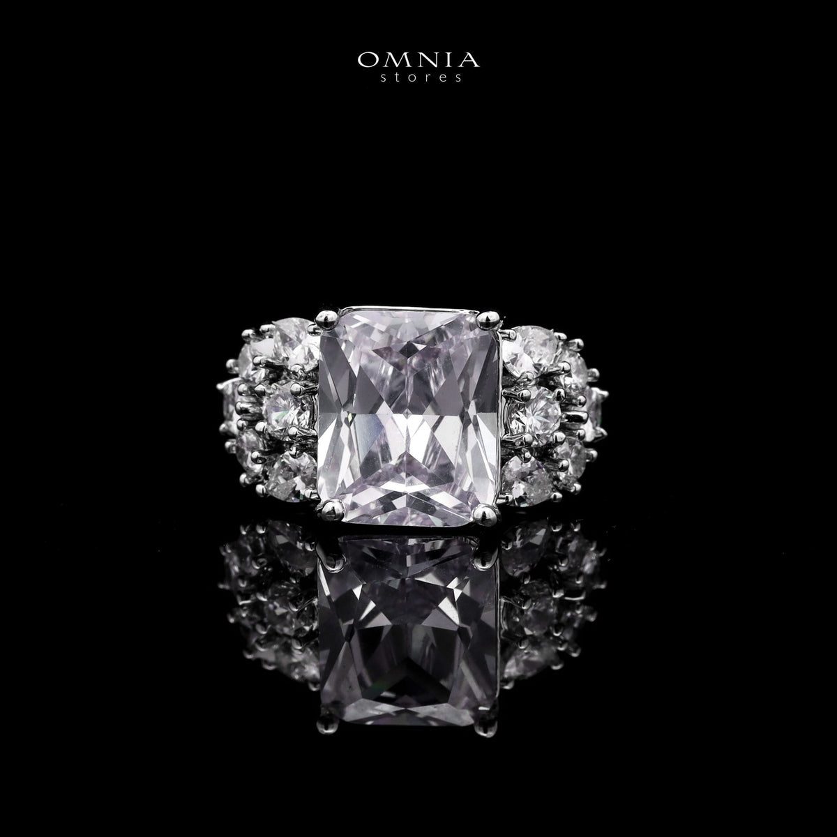 Omnia Charlene White Luxury Bridal Full Set with Radiant and Pear-Cut High Quality Simulated Diamonds Premium Rhodium Plated