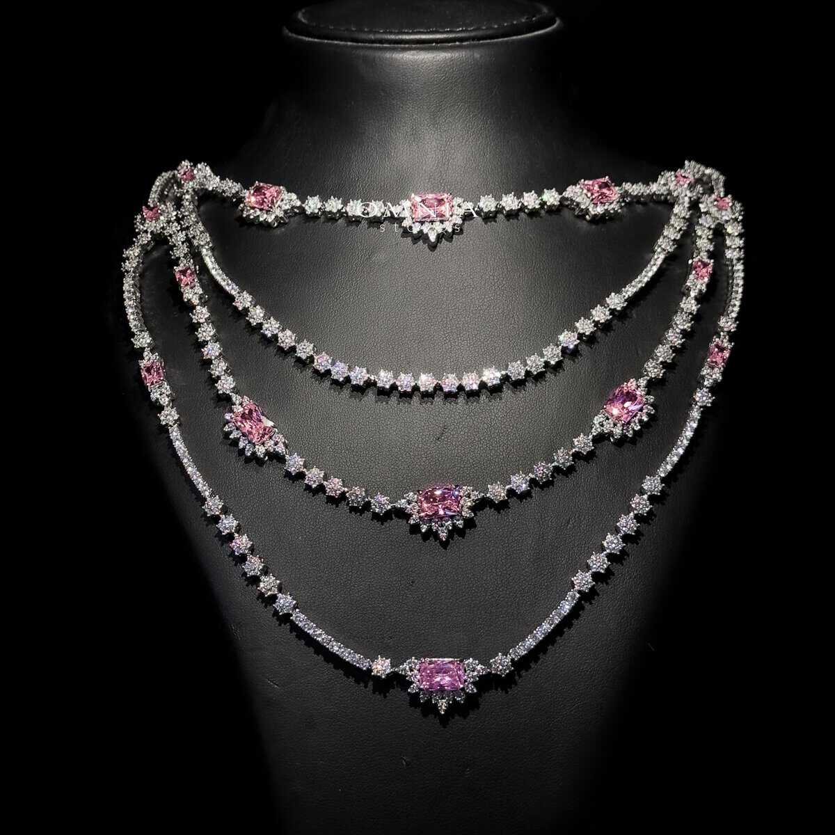 Omnia Blair Pink Bridal Full Set in High Quality Simulated Diamonds - OMNIASTORES UAE