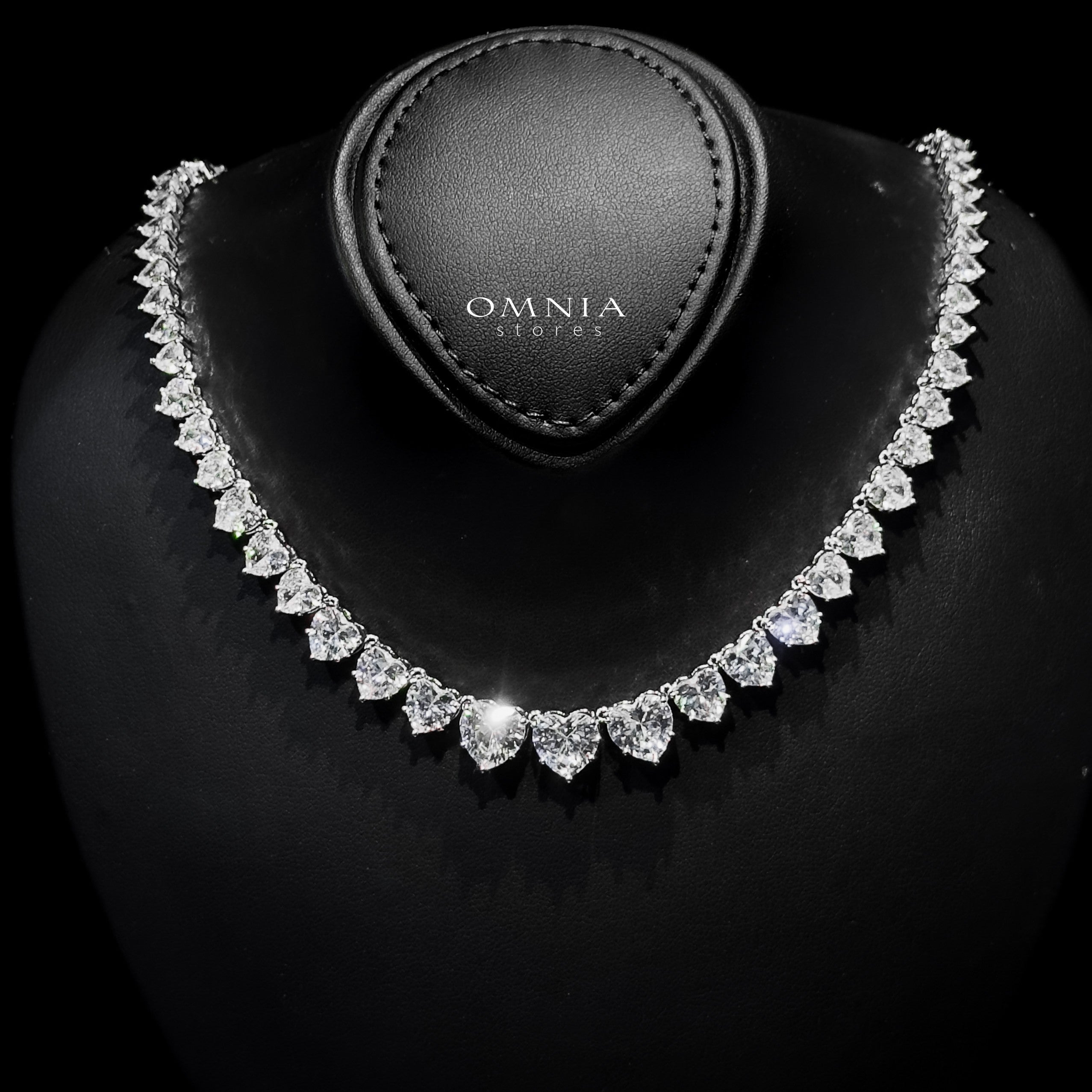 Omnia Donatella White Bridal Full Set with Heart-Cut High-Quality Simulated Diamonds Rhodium Plated