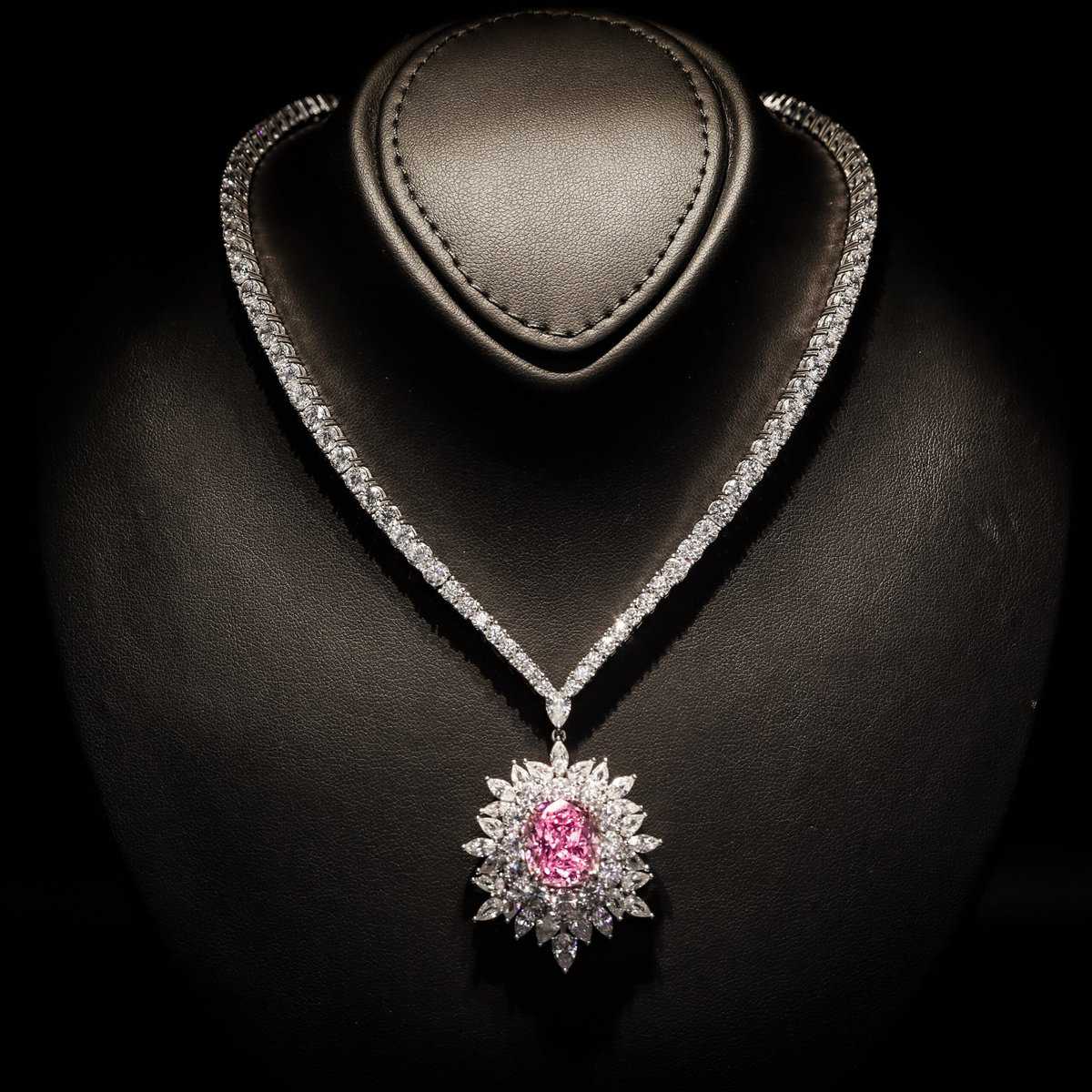 Omnia Thalia Pink Necklace in 92.5 Silver High Quality Simulated diamonds - OMNIASTORES KSA