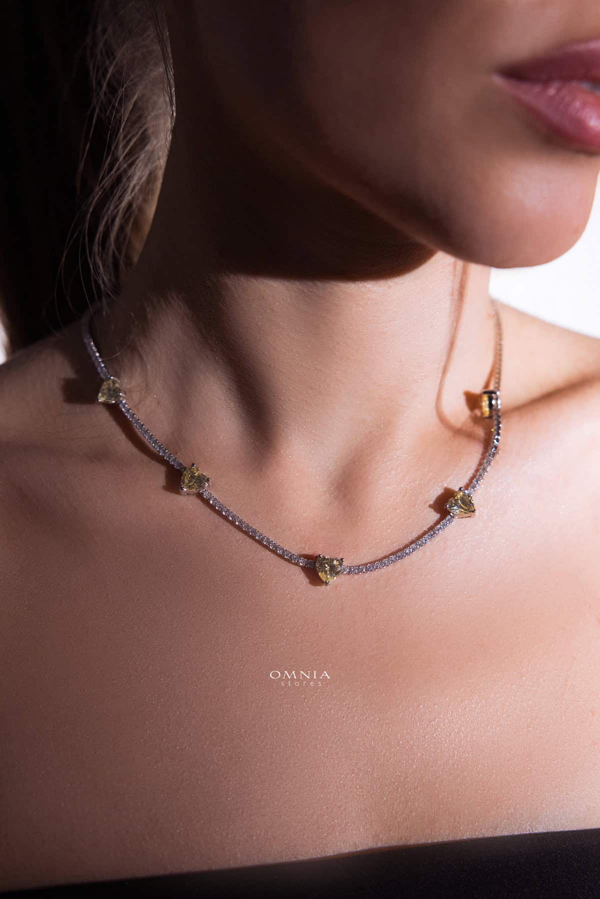Omnia Louise Yellow Necklace 92.5 Silver In High Quality Simulated diamonds - OMNIASTORES KSA