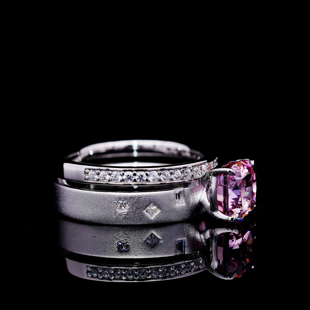 Ibtinah Pink Ring with Certificate | High-Quality Simulated Diamonds in 925 Sterling Silver right