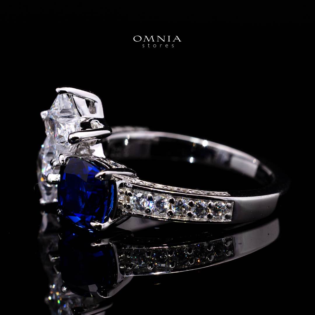 Omnia Rashida Star Blue Silver Ring In 925 Silver High Quality Certified Lab Crafted Stones - OMNIASTORES KSA