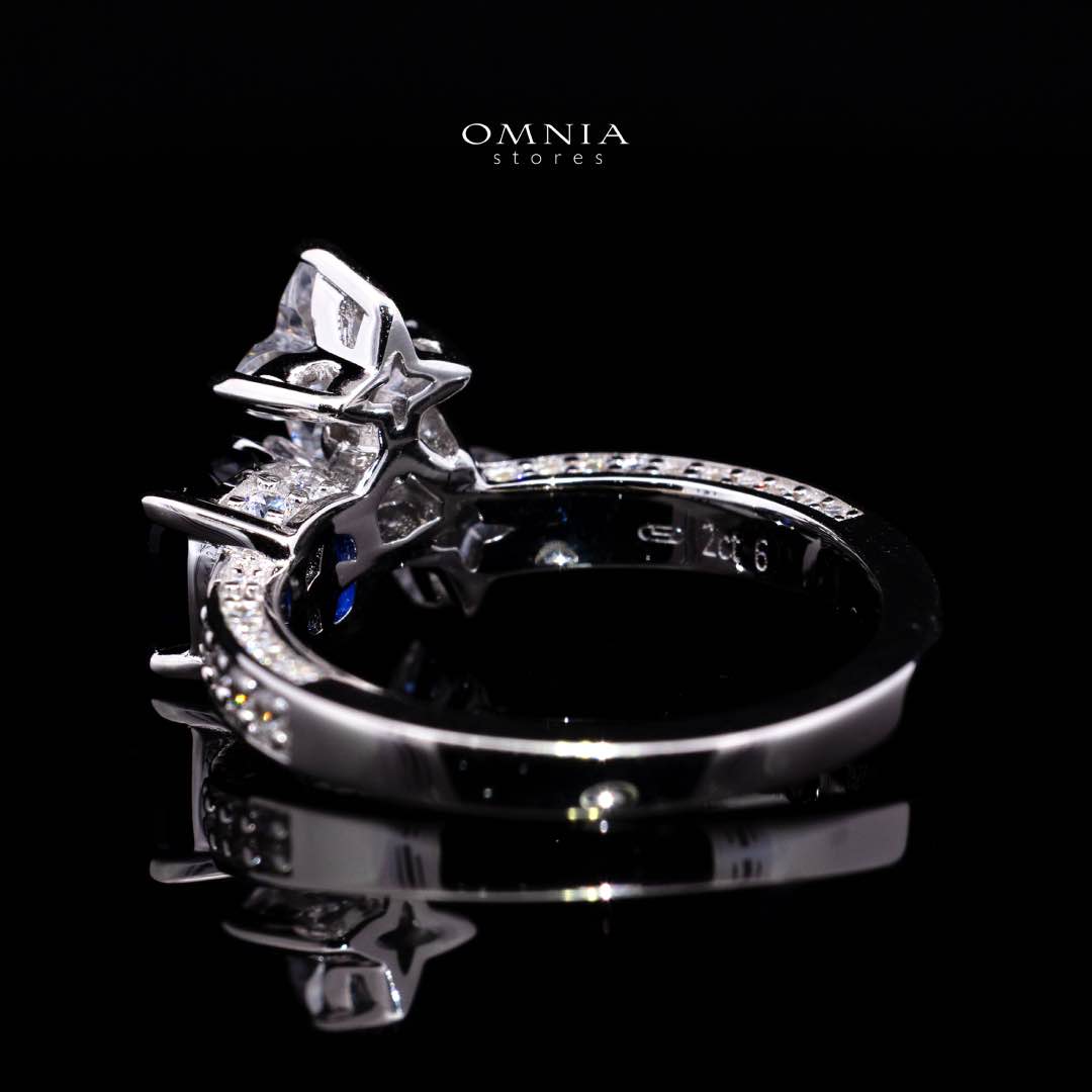 Omnia Rashida Star Blue Silver Ring In 925 Silver High Quality Certified Lab Crafted Stones - OMNIASTORES KSA