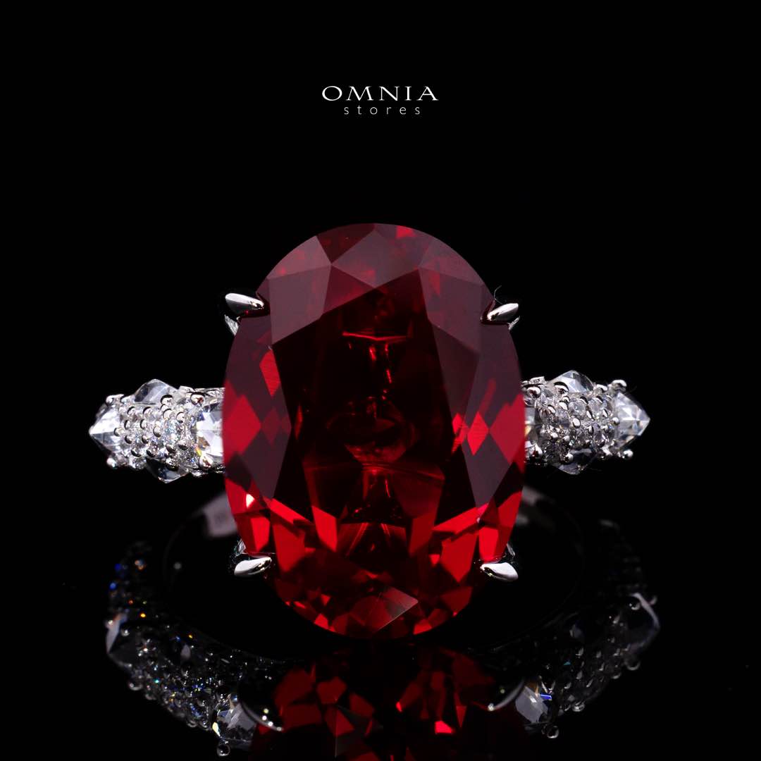 Omnia Hidaya Red Silver Ring In 925 Silver High Quality Certified Lab Crafted Stones - OMNIASTORES KSA