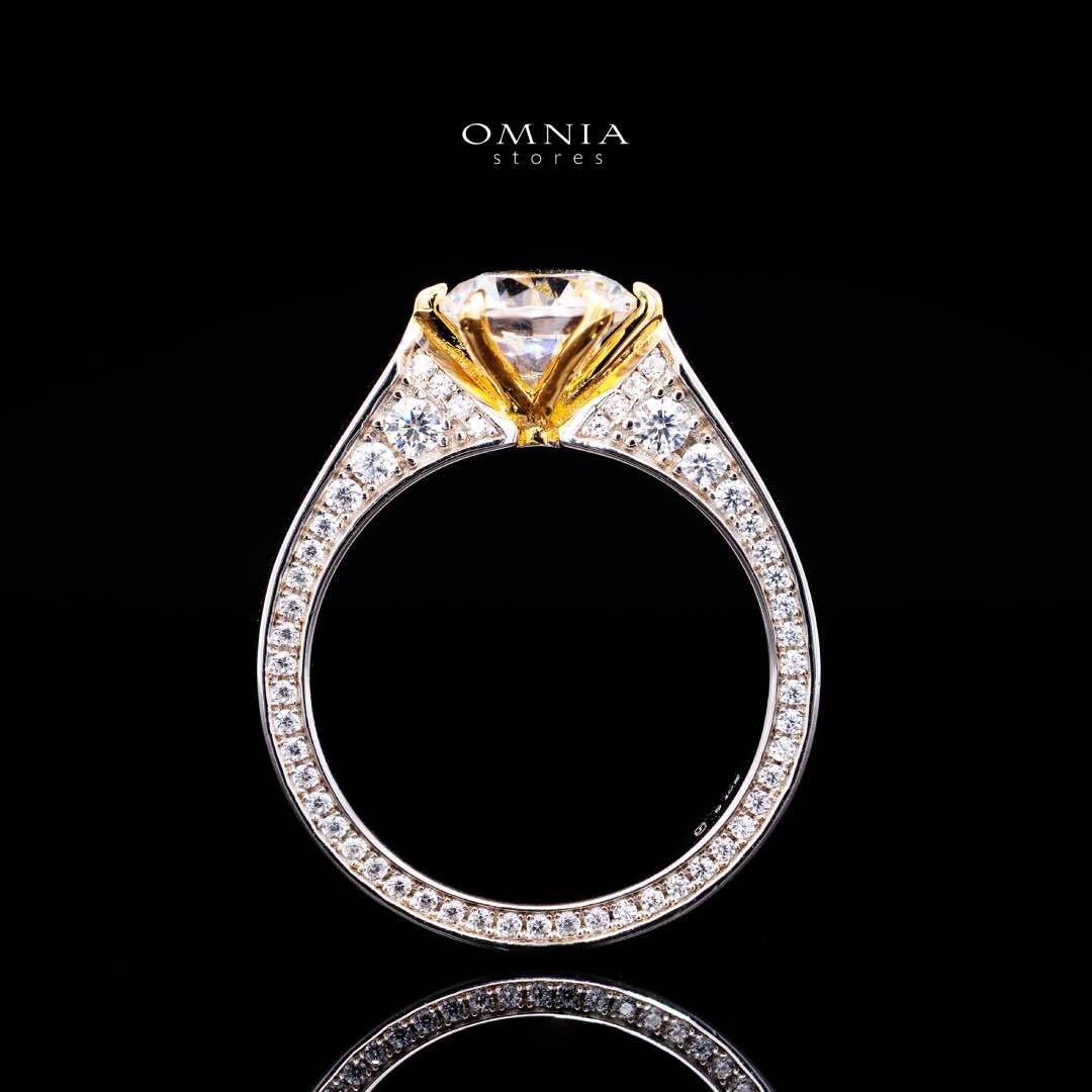 Omnia Mahnoor Gold With Silver Ring In 925 Silver High Quality Certified Lab Crafted Stones - OMNIASTORES KSA