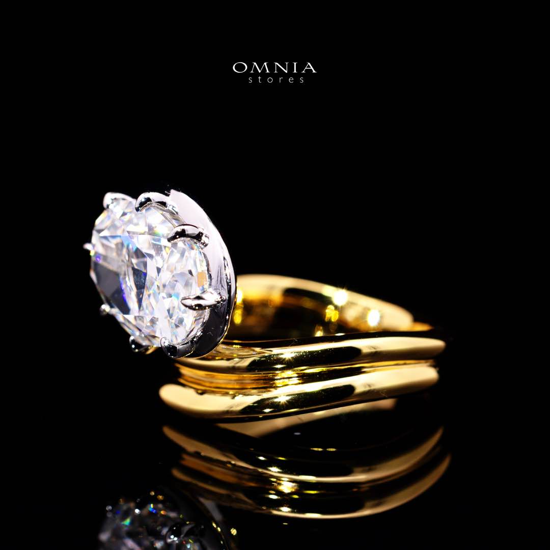 Omnia Aayra Gold Ring In 925 Silver With High Quality Lab Crafted Stones