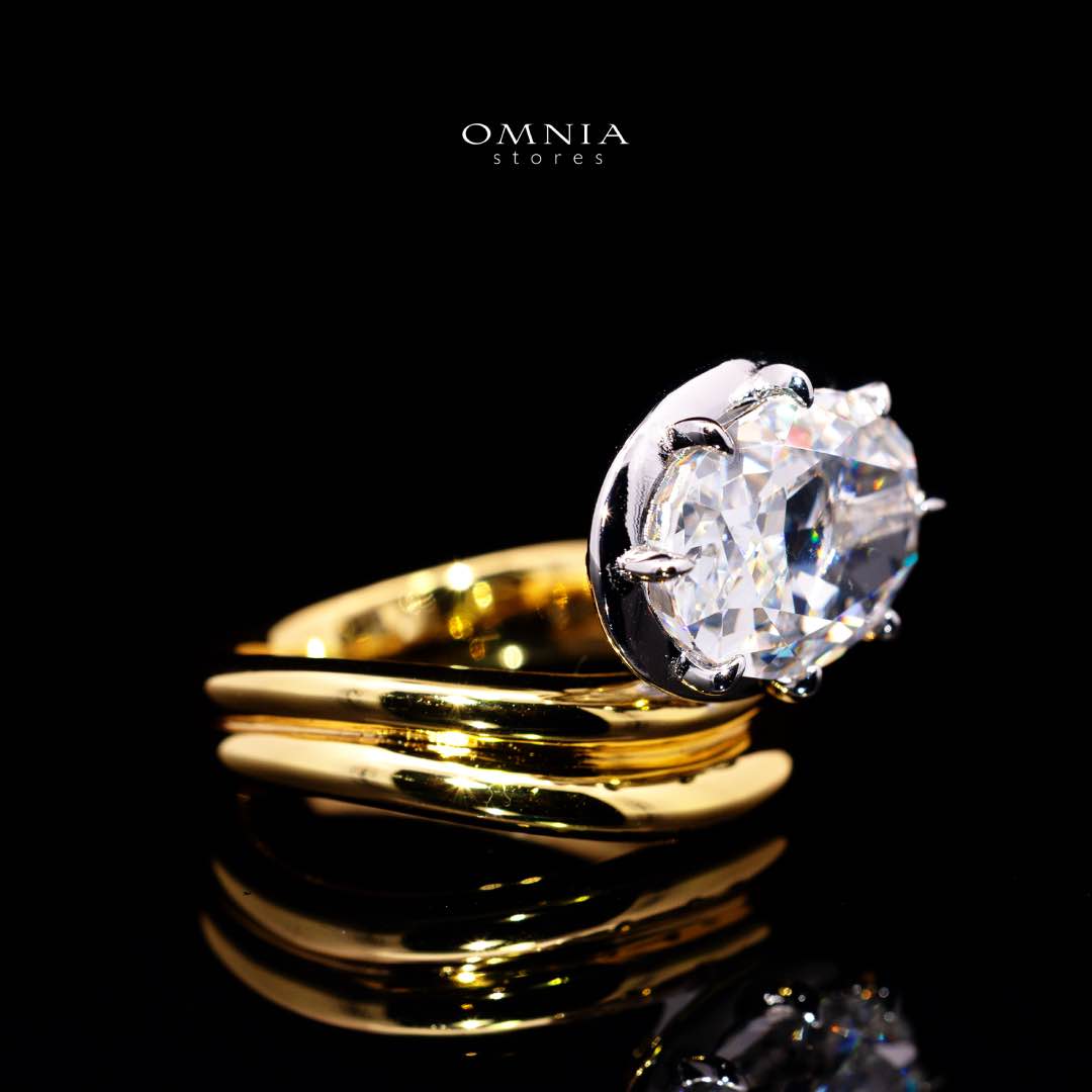 Omnia Aayra Gold Ring In 925 Silver With High Quality Lab Crafted Stones
