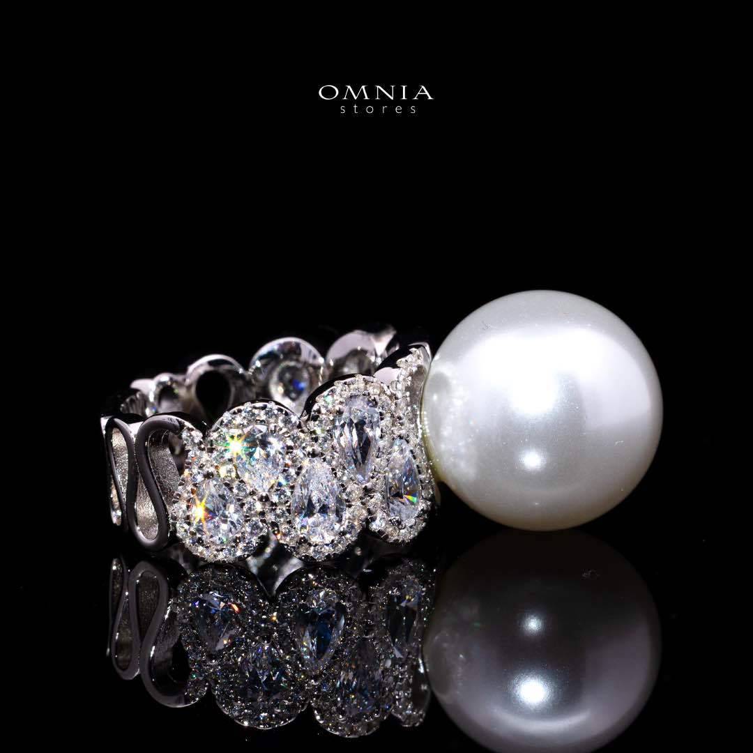 Omnia Salima Pearl White Silver Ring In 925 Silver High Quality Certified Lab Crafted Stones - OMNIASTORES KSA