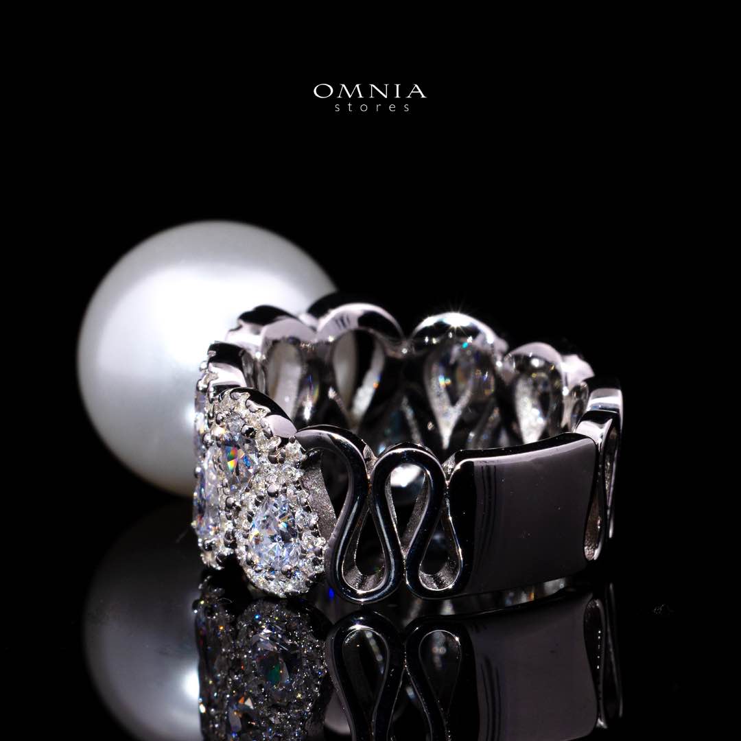 Omnia Salima Pearl White Silver Ring In 925 Silver High Quality Certified Lab Crafted Stones - OMNIASTORES KSA