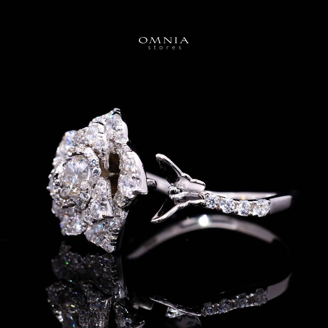 Omnia Haniya White Rose Ring In 925 Silver High Quality Certified Lab Crafted Stones - OMNIASTORES KSA