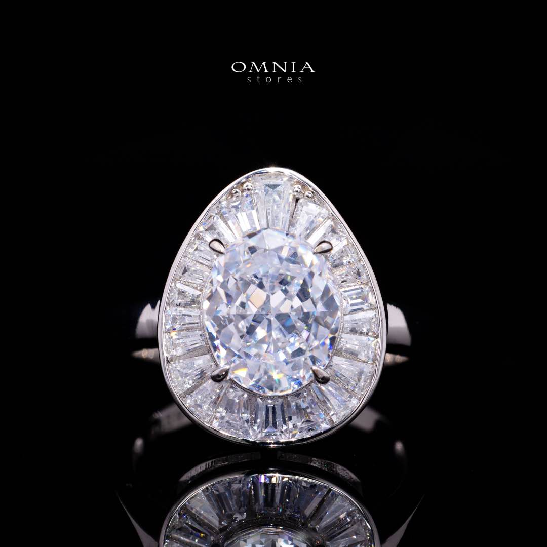 Irene White Pear Ring With High Quality Simulated Diamonds in 925 Silver - OMNIASTORES KSA