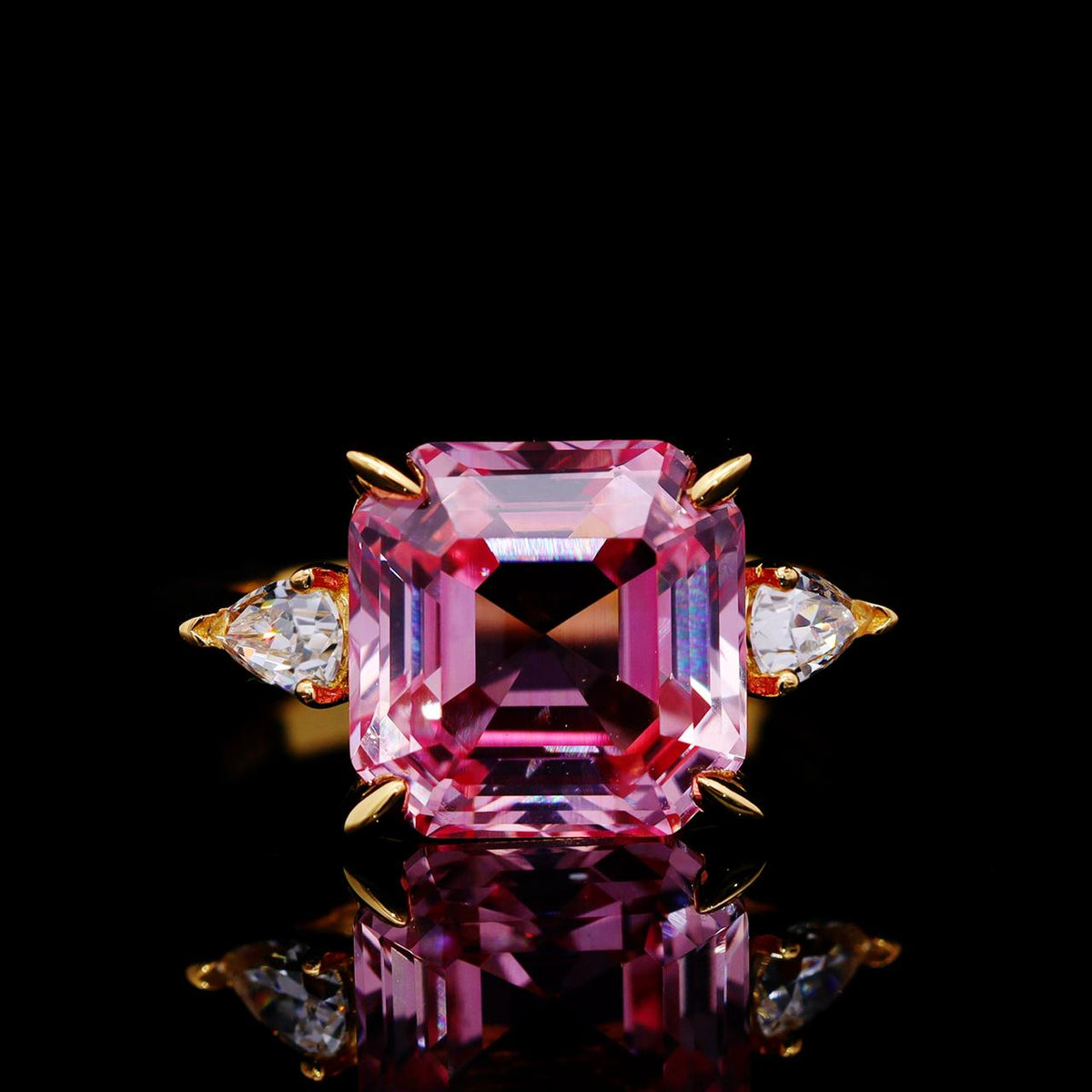 Jalila Pink Gold-Plated Ring with Certificate | High-Quality Simulated Diamonds in 925 Sterling Silver