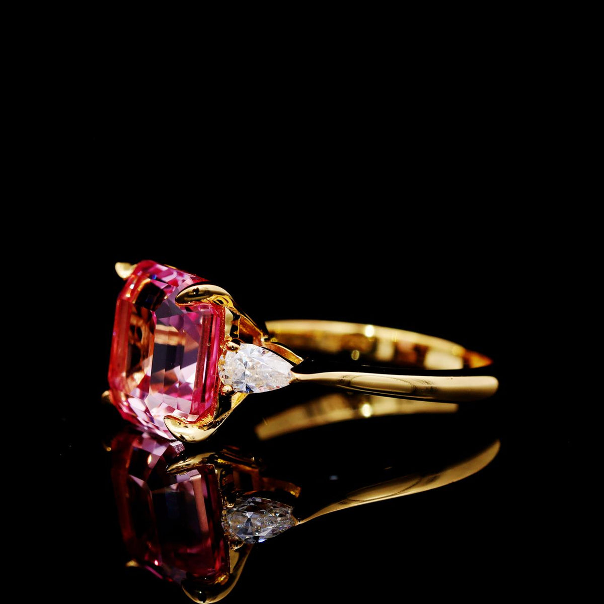 Jalila Pink Gold-Plated Ring with Certificate | High-Quality Simulated Diamonds in 925 Sterling Silver left