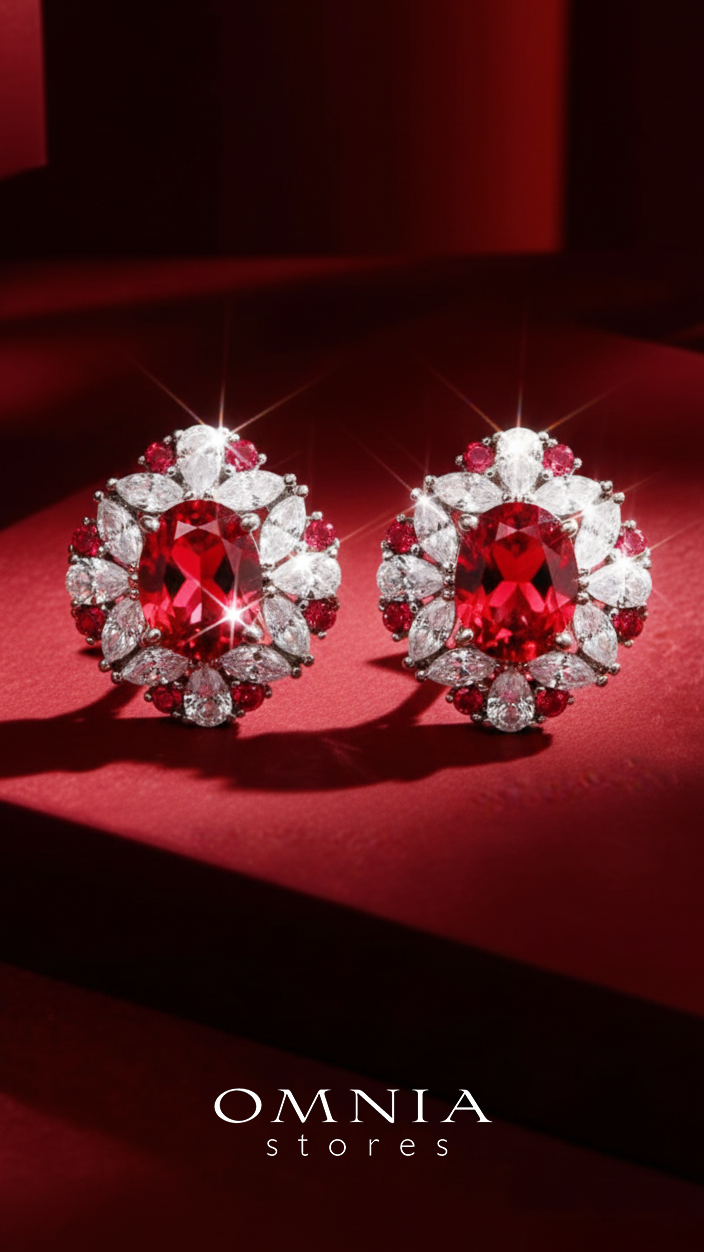 Kamilah Lab Grown Ruby Red Stones With GRC Certifited Earrings in 925 Silver - OMNIASTORES KSA