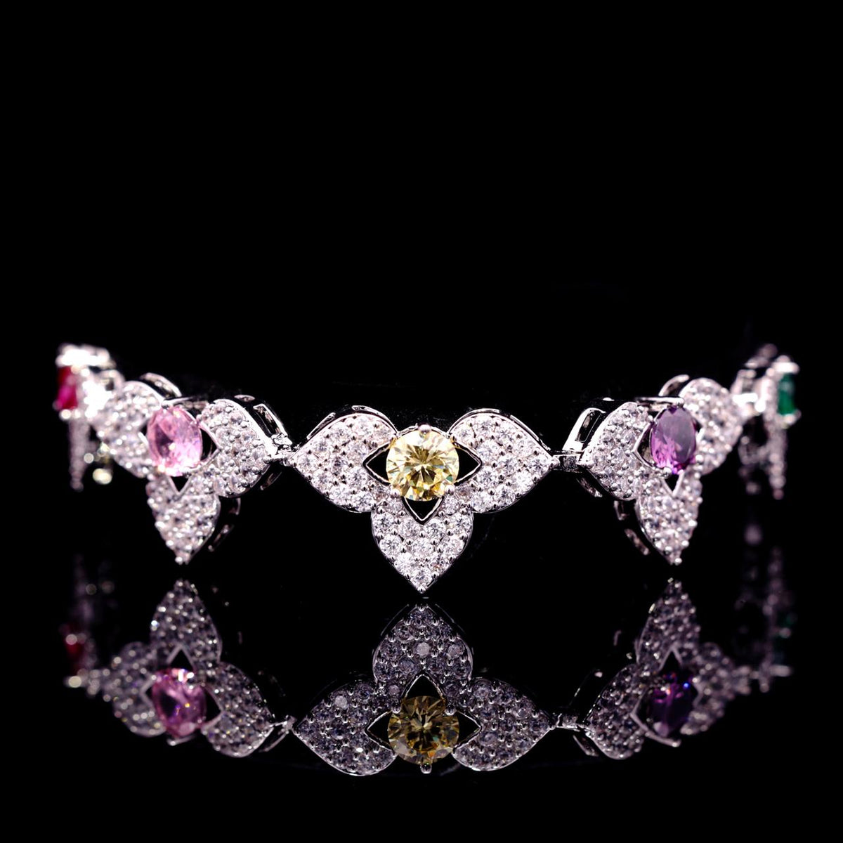 Leanna Multicolor Luxury Bridal Full Set with High-Quality Zircon Stones Premium Rhodium Plating