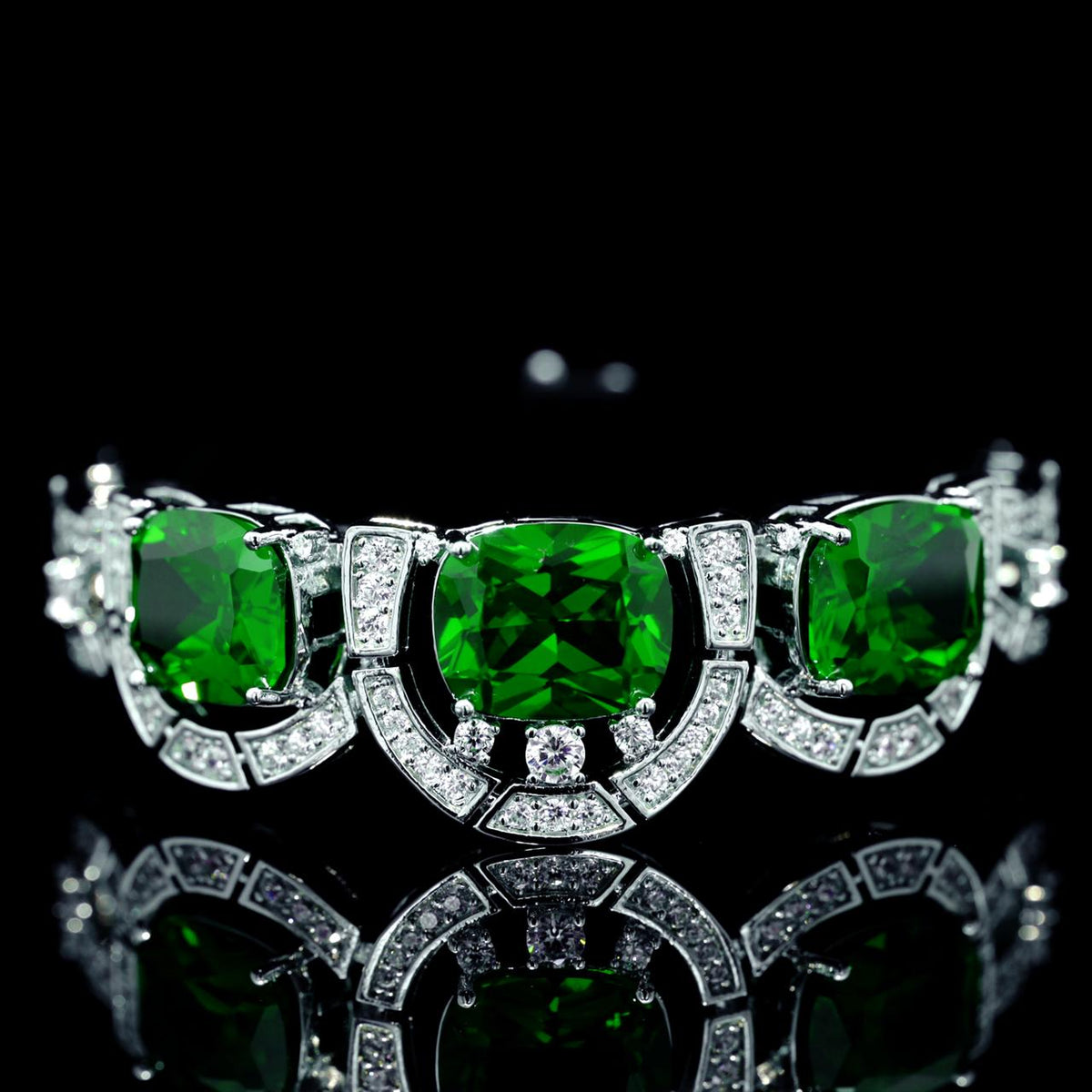 Liah Green Luxury Bridal Bracelet with High-Quality Zircon Stones Premium Rhodium Plating