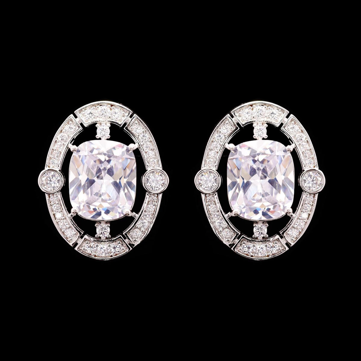 Liah White Luxury Bridal Earring with High-Quality Zircon Stones Premium Rhodium Plating