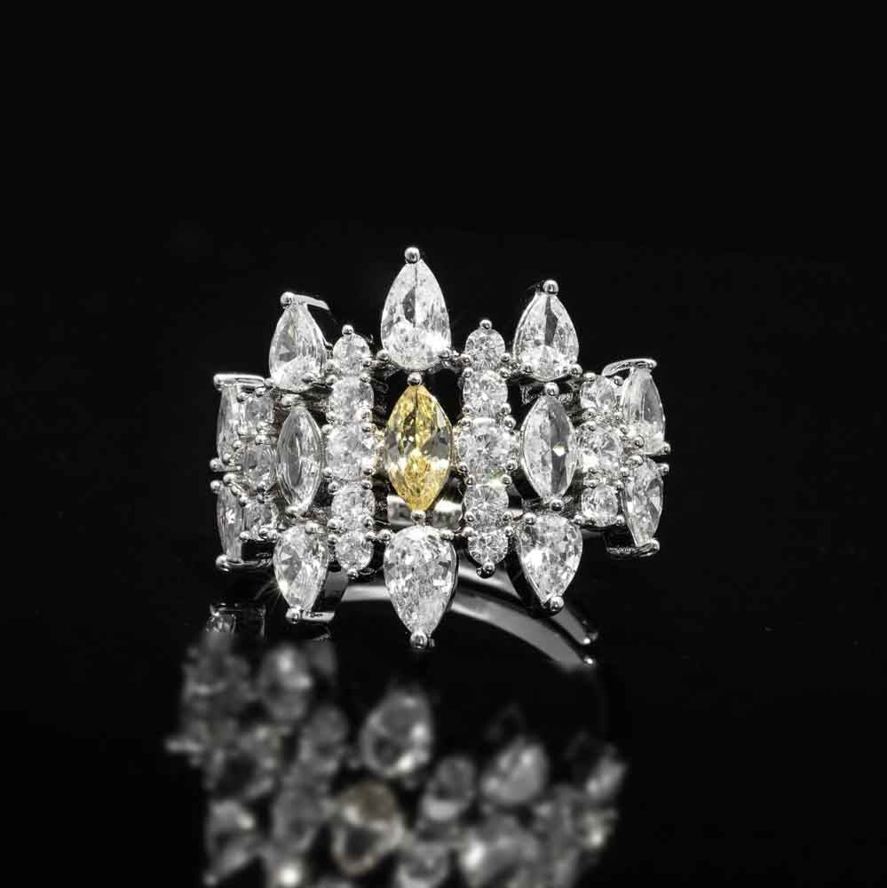 Omnia Lana Yellow Bridal Full Set in High Quality Zircon Stone Rhodium Plated - OMNIASTORES UAE