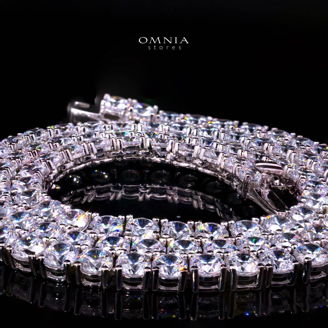 Omnia Shahera 4mm Tennis Necklace in 925 Silver High Quality Simulated diamonds - OMNIASTORES KSA