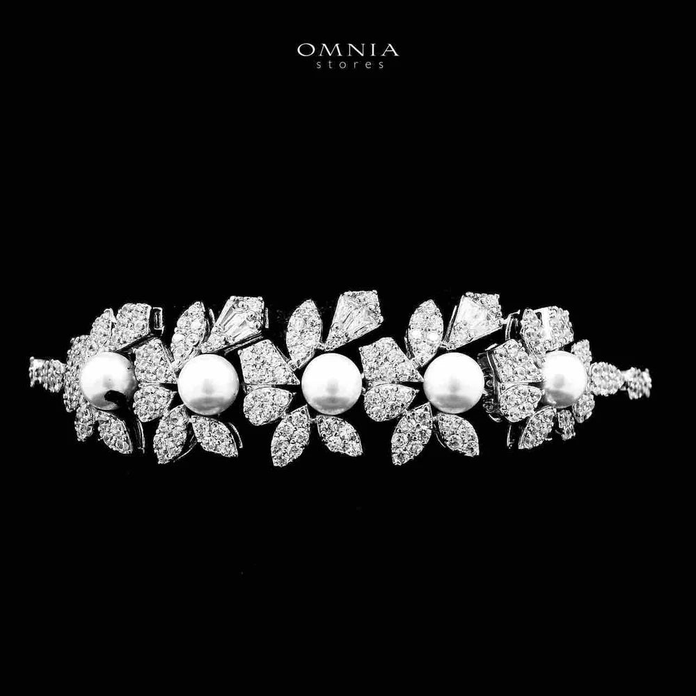 Omnia Maissa Bridal Full Set Accessories in High Quality Zircon Stone in Rhodium Plated - OMNIASTORES KSA