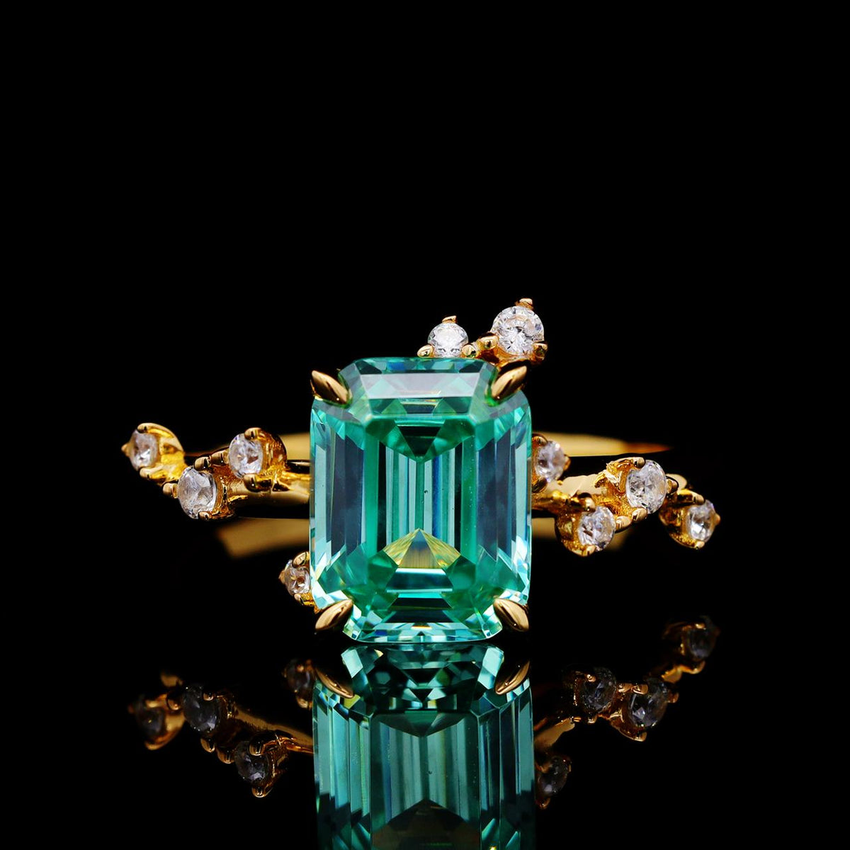 Munira Turquoise Gold-Plated Ring with Certificate | High-Quality Simulated Diamonds in 925 Sterling Silver